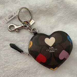 Coach Signature Heart Print Heart Coin Purse